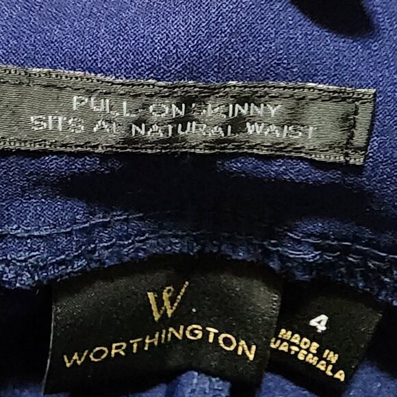 Worthington Navy Blue Pull On Skinny Slacks Like New - Picture 3 of 3